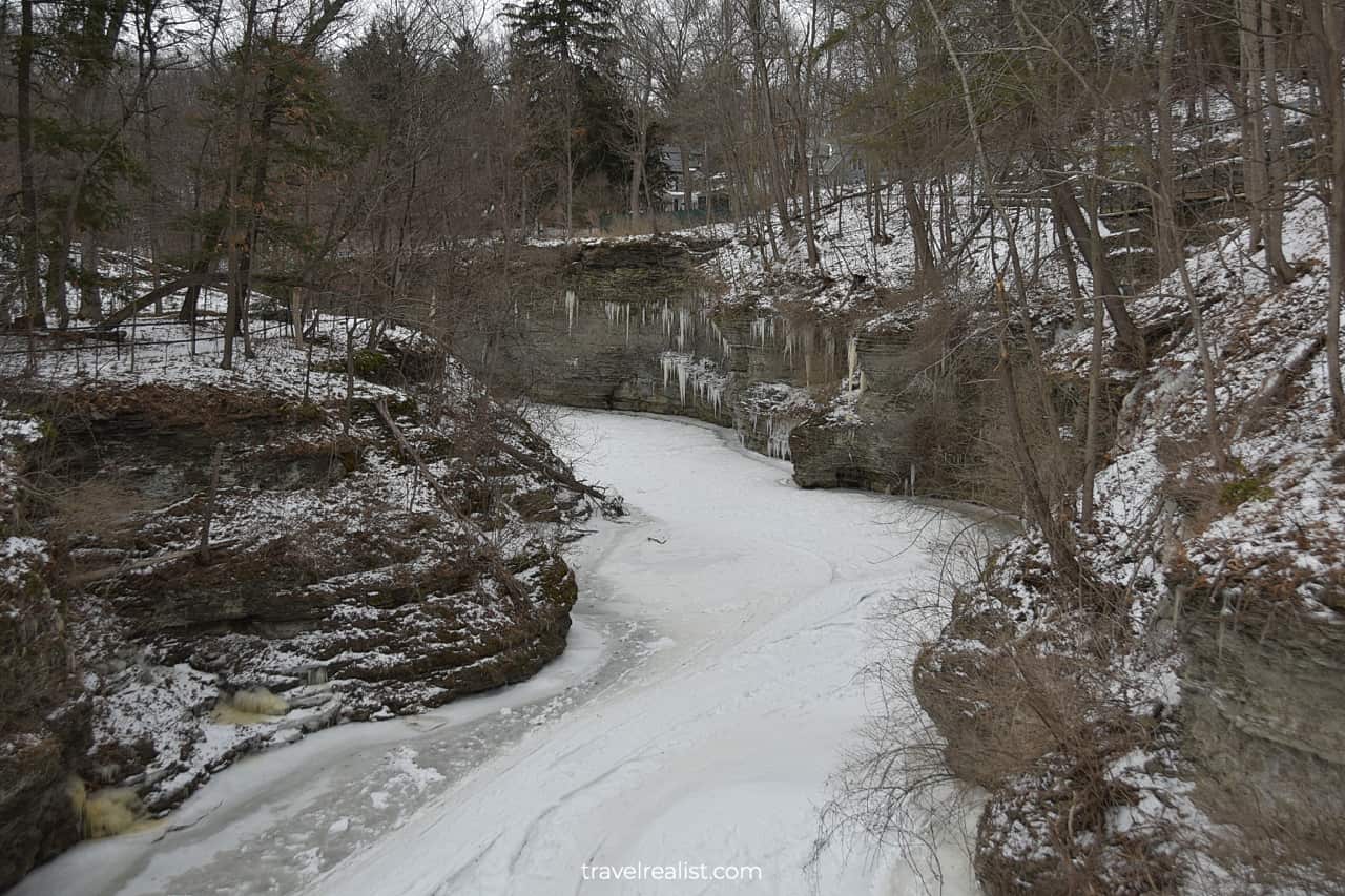 Fall Creek on way to Beebe Lake on Cornell University campus in Ithaca, New York, US