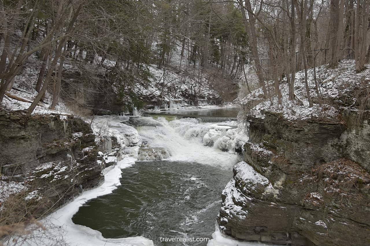 Fall Creek Cascade near Sackett Foot Bridge in Ithaca, New York, US