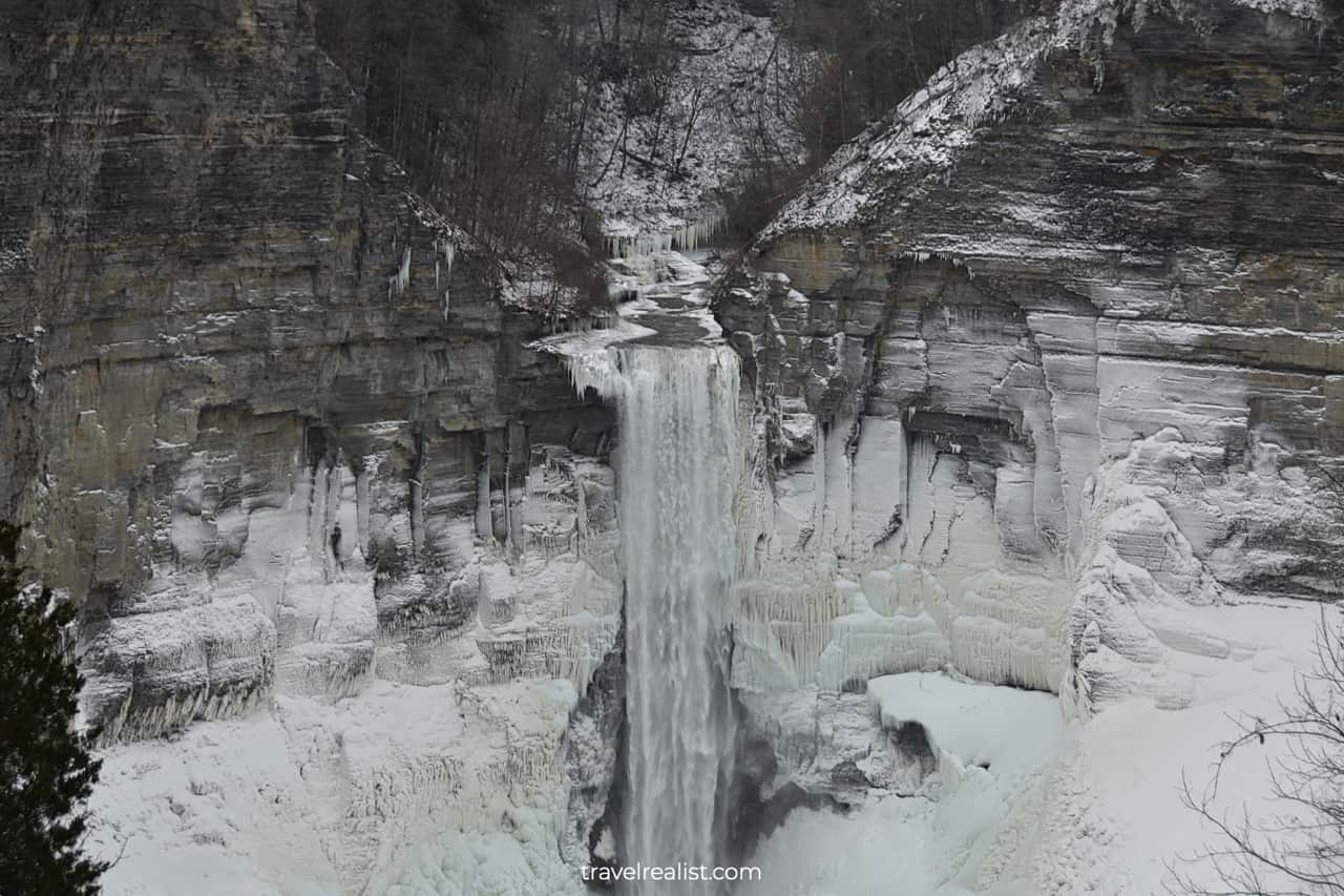 Close-up view of Taughannock Falls near Ithaca, New York, US