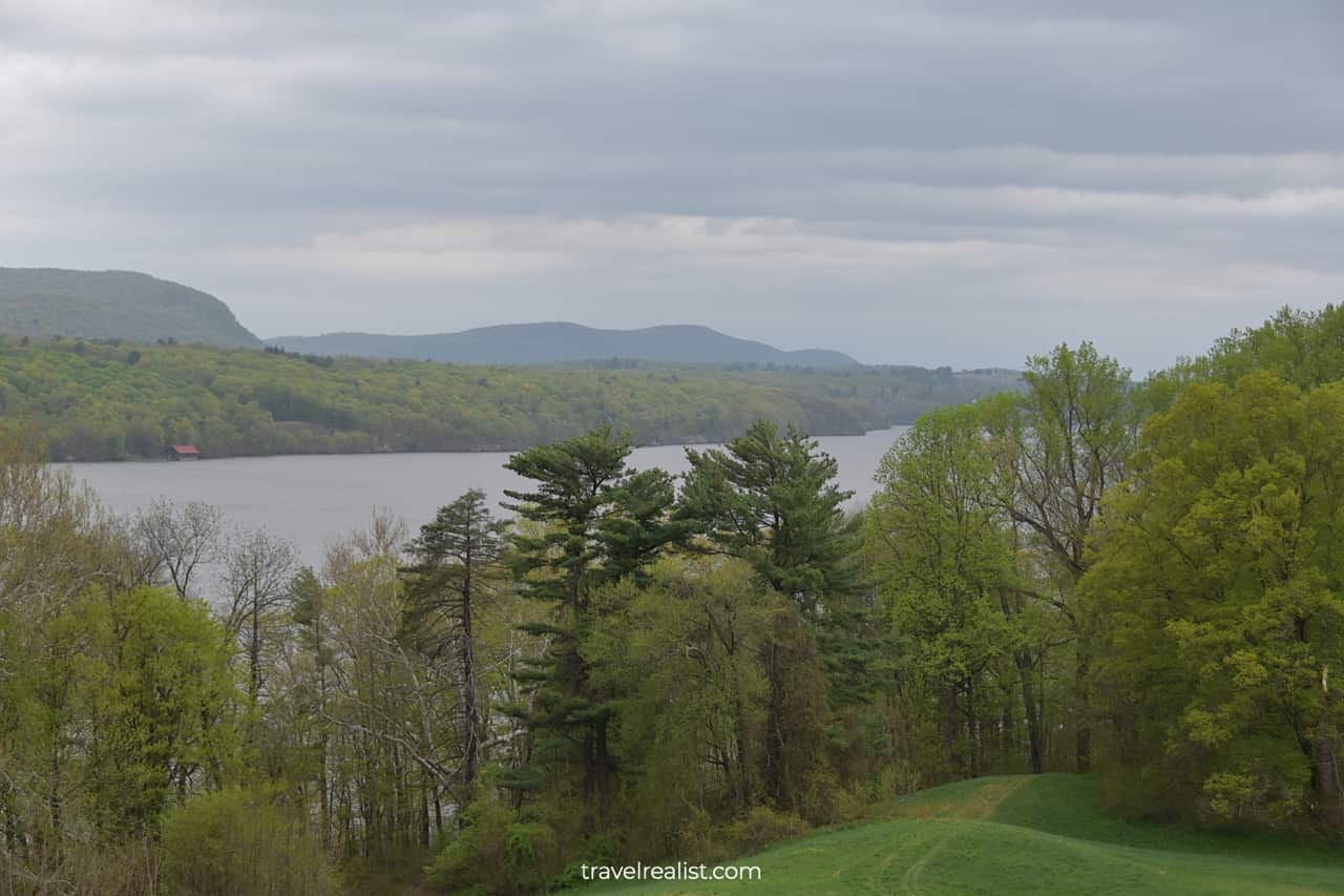 Hudson River views from Vanderbilt Mansion National Historic Site in New York, US