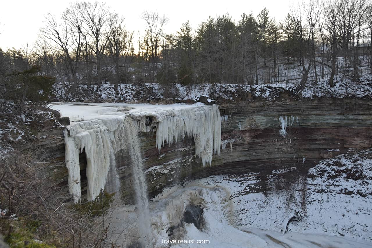 Lower Falls in Ball's Falls Conservation Area, Lincoln, Ontario, Canada, third best place to visit in Ontario in winter
