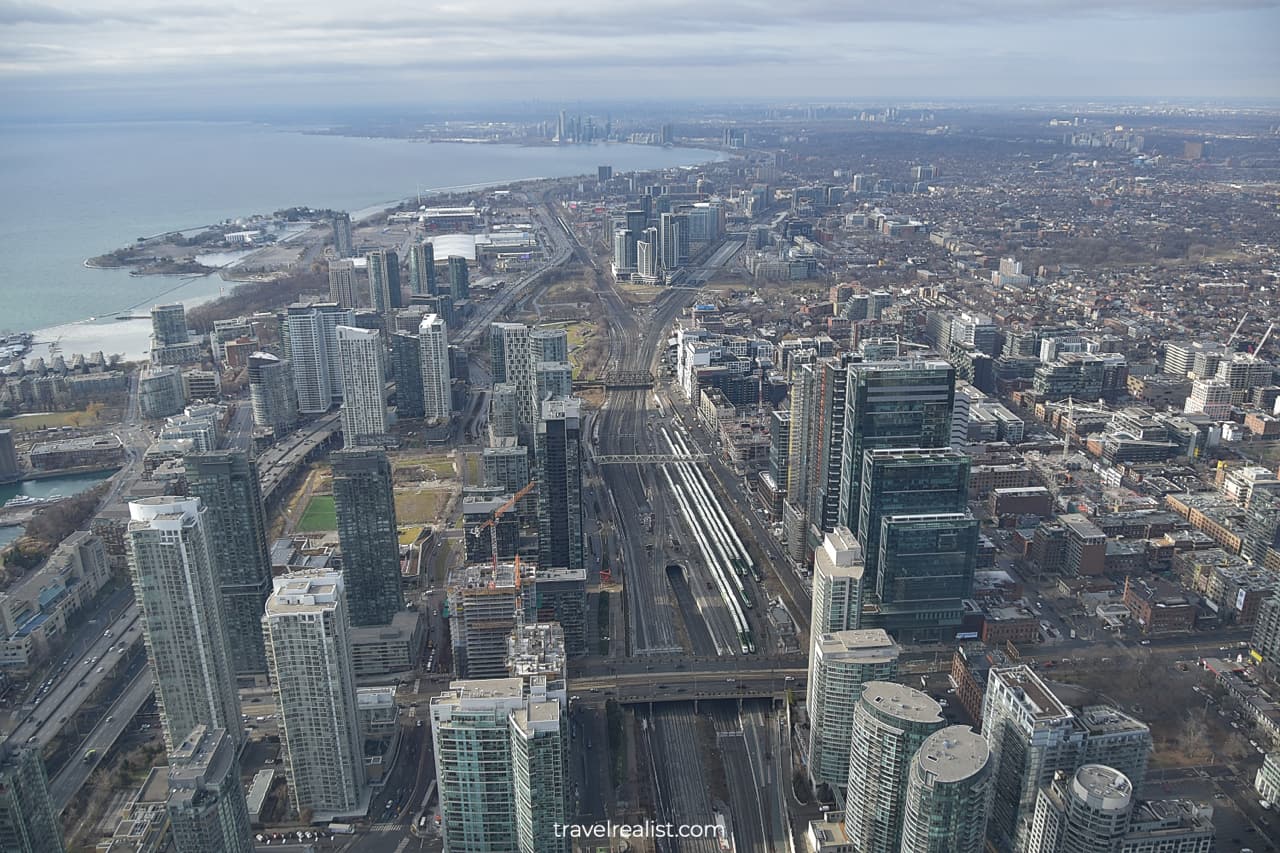Westbound view from CN Tower in Toronto, Ontario, Canada