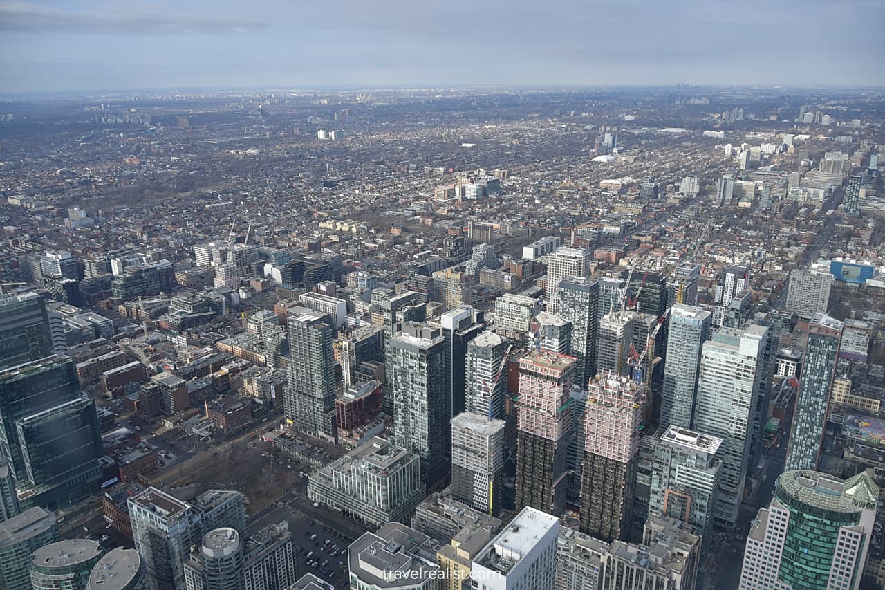 Northwest view from CN Tower in Toronto, Ontario, Canada