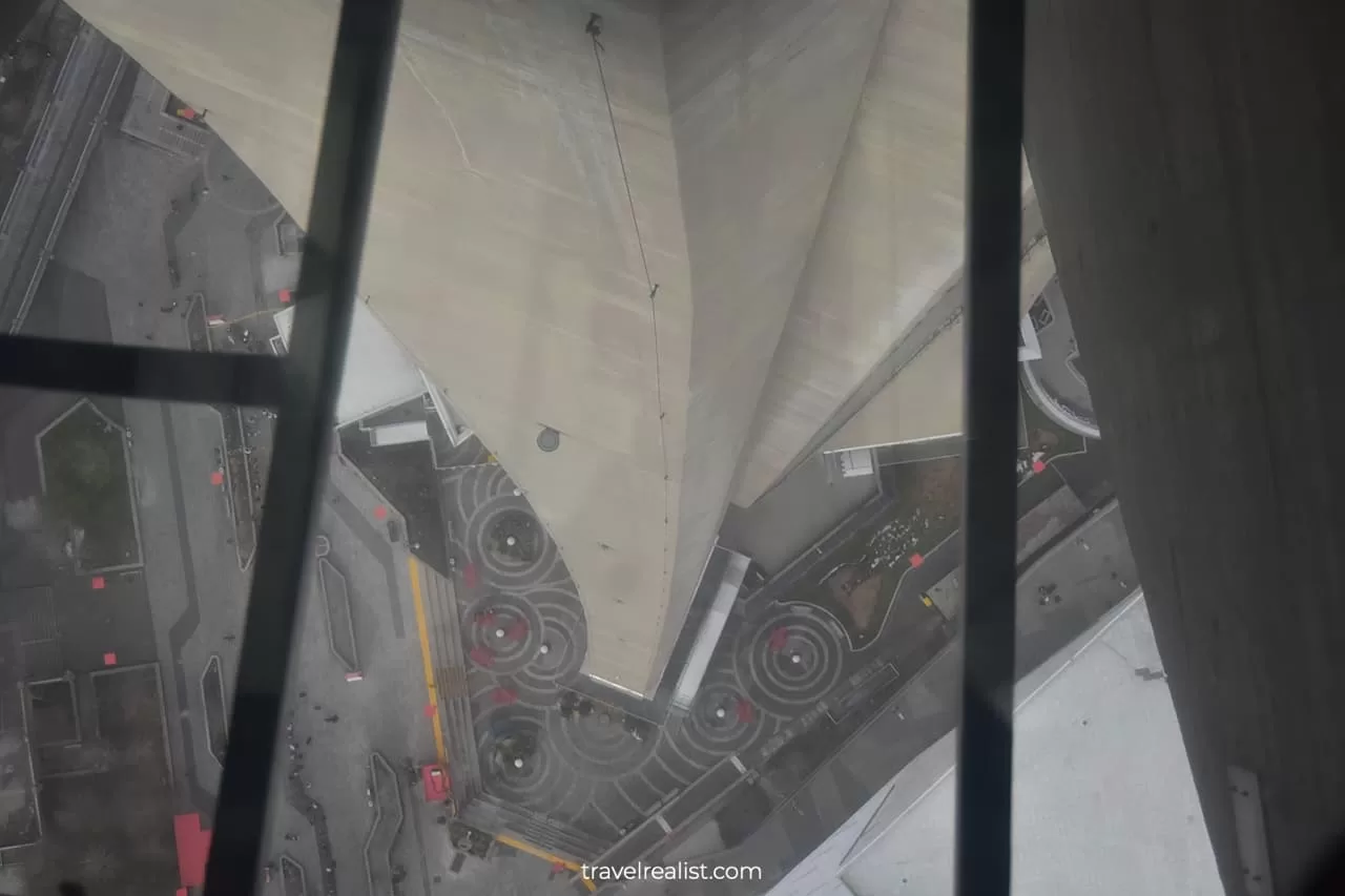 View from glass floor at CN Tower in Toronto, Ontario, Canada