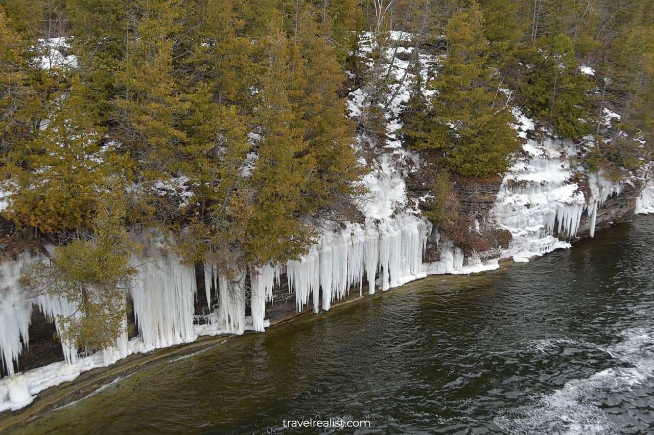 Ice columns in Ferris Provincial Park in Ontario, Canada
