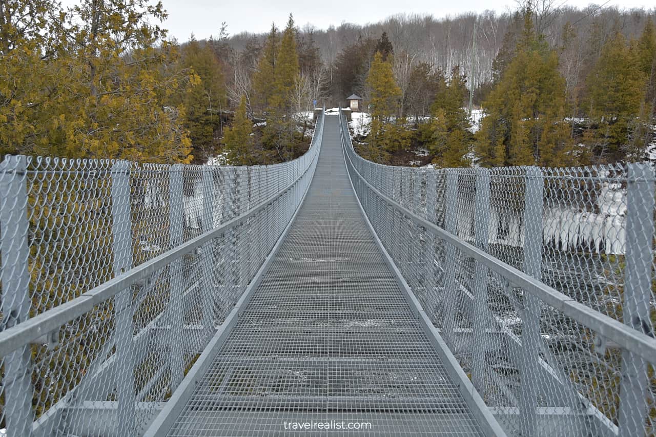 Ranney Gorge Suspension Bridge in Ferris Provincial Park in Ontario, Canada