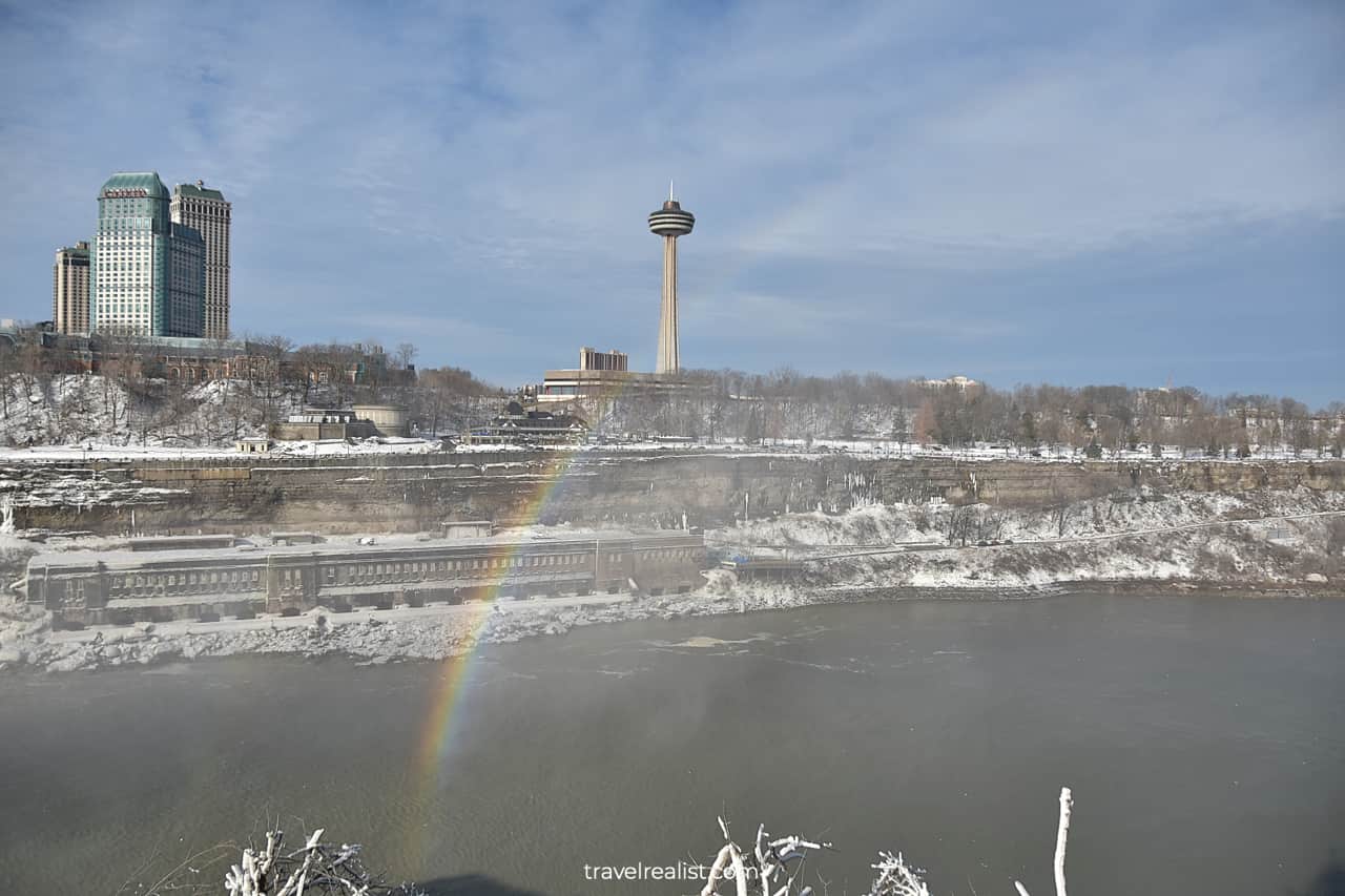 Rainbow and Skylon Tower in Niagara Falls State Park, New York, US