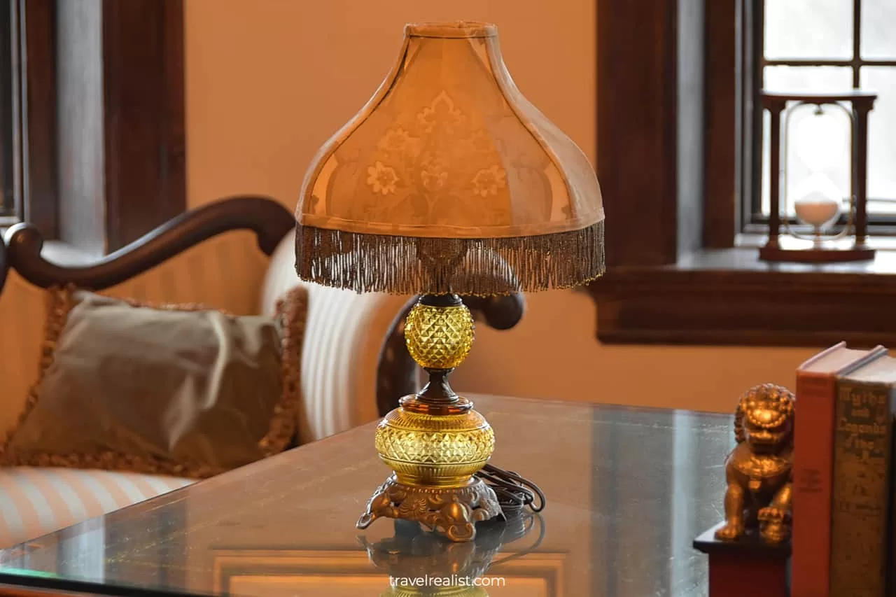 Table lamp in Group of Seven Room in Casa Loma mansion in Toronto, Ontario, Canada