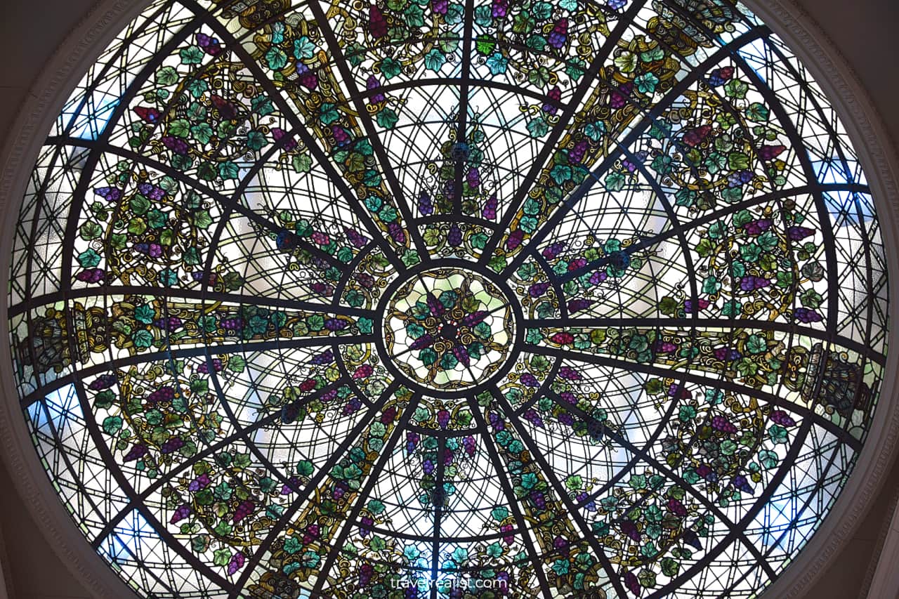 Stained glass ceiling in Conservatory in Casa Loma mansion in Toronto, Ontario, Canada