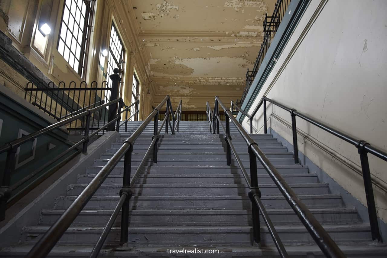 Cracks on ceiling at Lackawanna Railroad Terminal in Hoboken, New Jersey, US