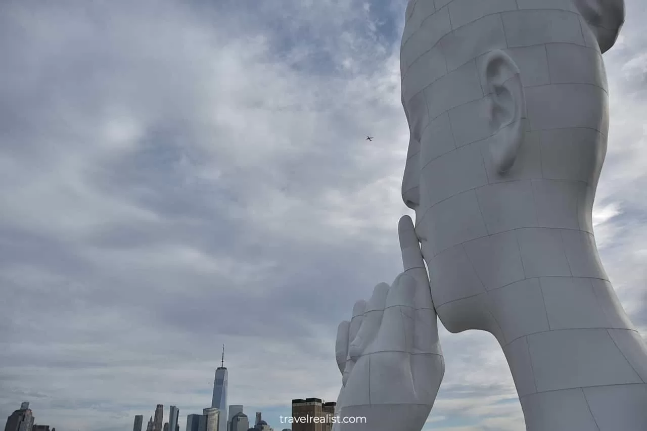 Water's Soul by Jaume Plensa statue in Jersey City, New Jersey, US
