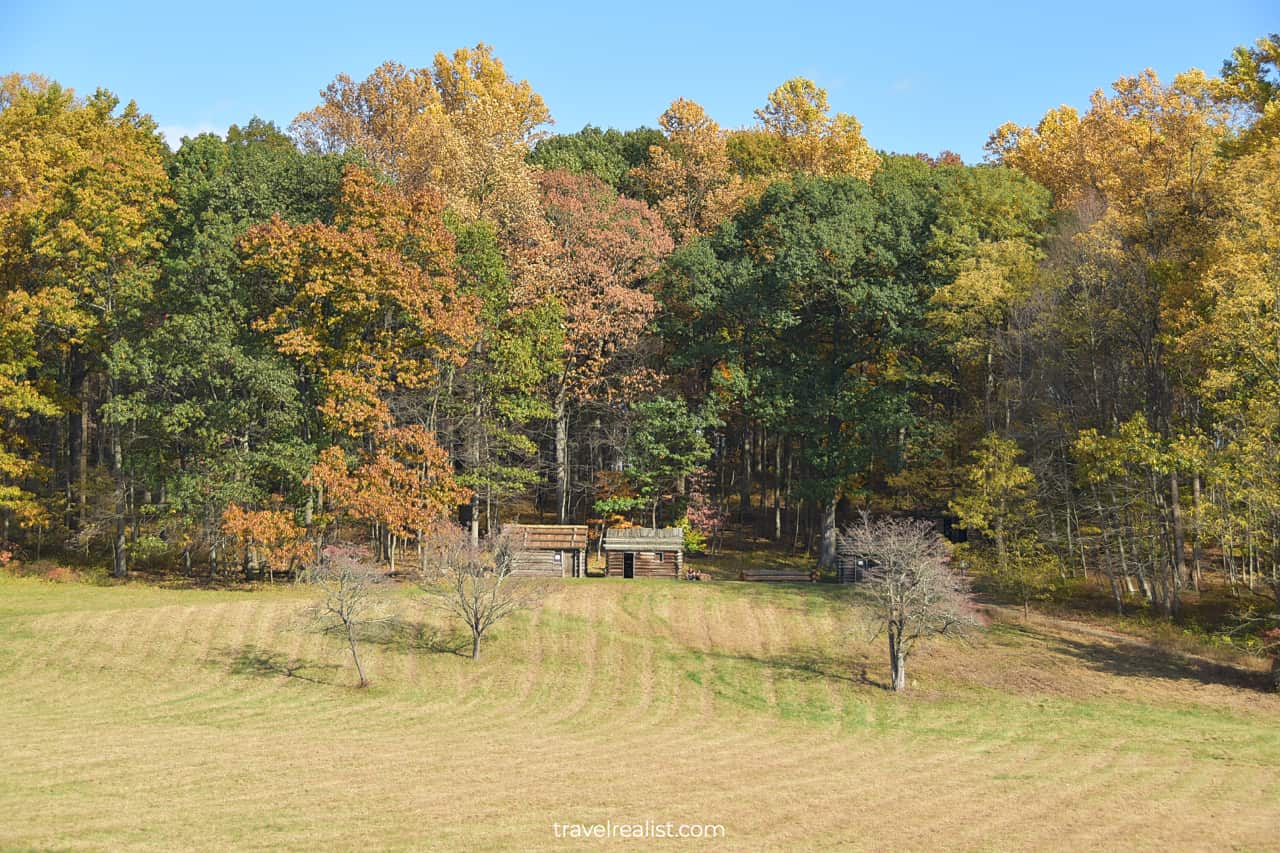 Cabins at Grand Parade in Jockey Hollow in Morristown National Historical Park, New Jersey, US