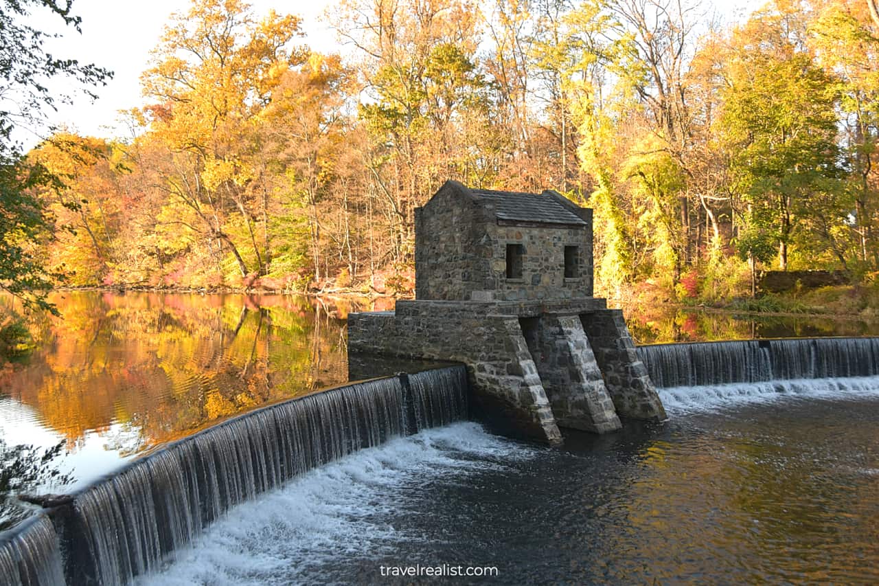 Dam at Speedwell Lake Park in Morristown, New Jersey, US