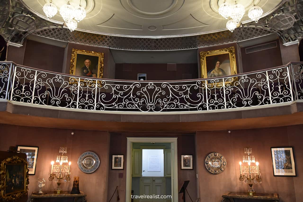 Indoor balcony in Pavilion of Hillwood Estate in D.C., United States