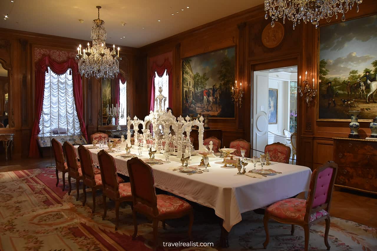 Long dining table in Dining Room in Hillwood Estate in D.C., United States