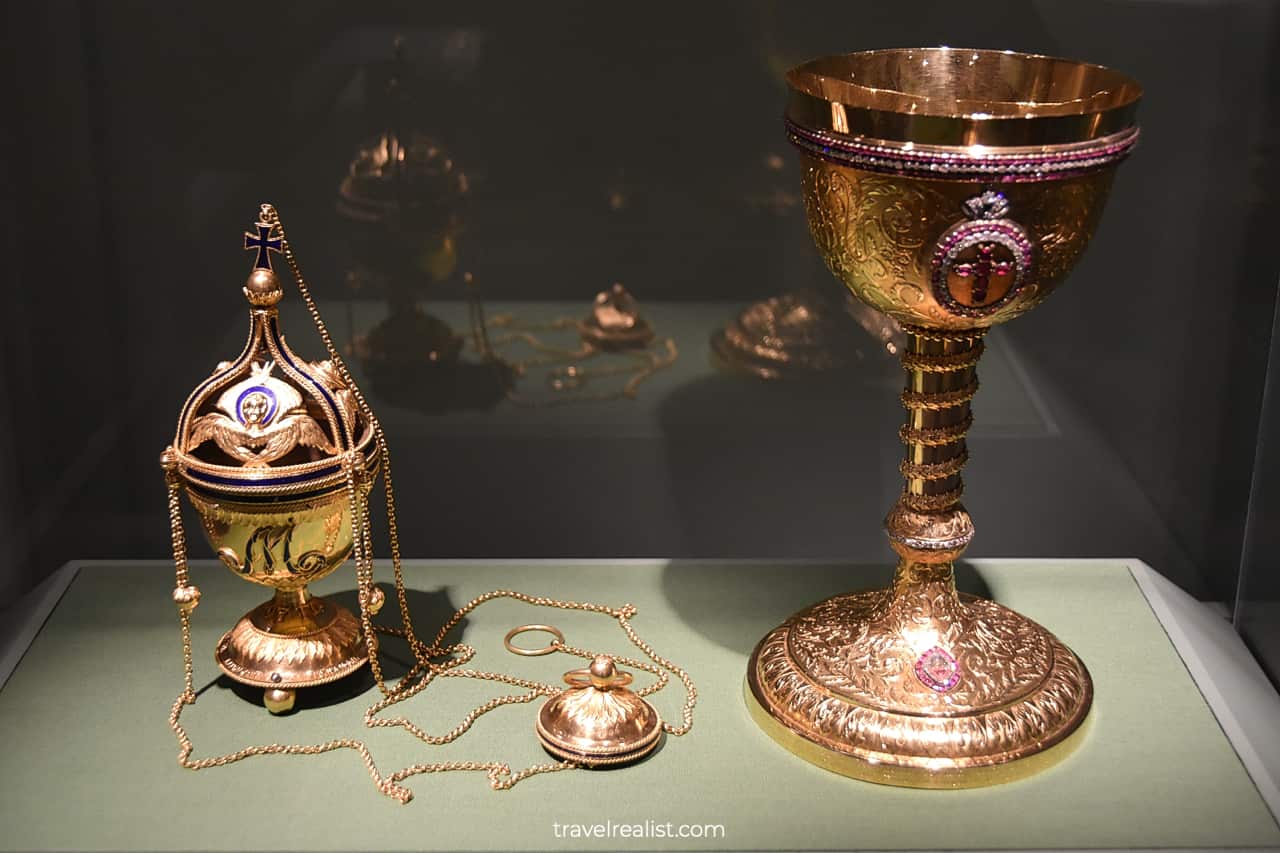 Precious items in Russian Sacred Arts Gallery at Hillwood Estate in D.C., United States