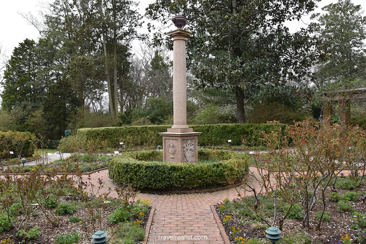 A column near Four Seasons Overlook in Hillwood Estate in D.C., United States