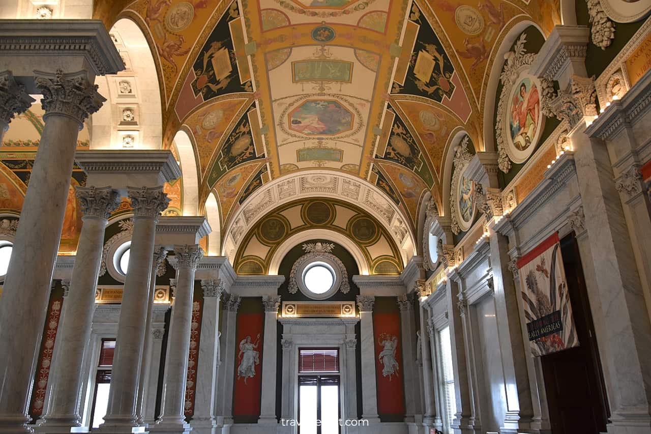 Arches and round windows in Library of Congress in Washington, D.C., United States