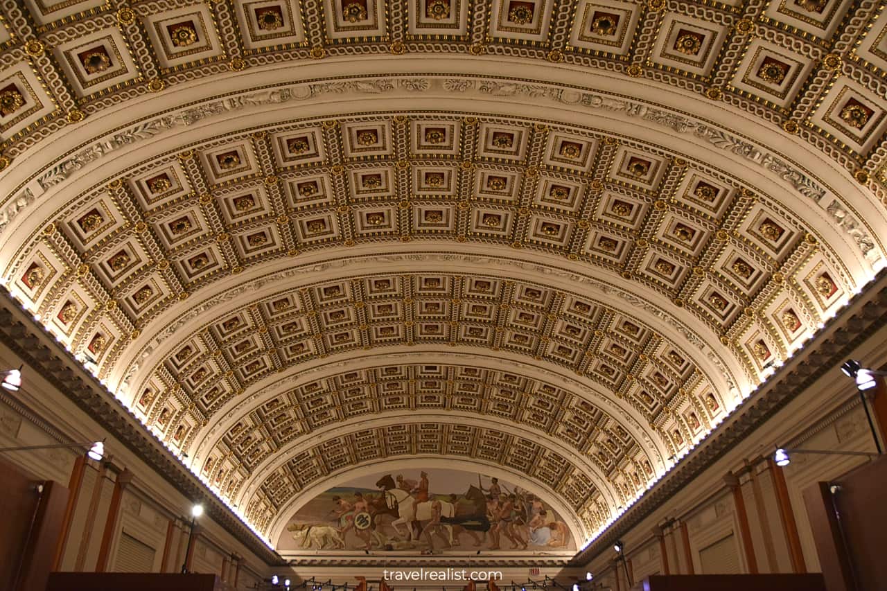 Ceiling at Exhibition Hall in Library of Congress in Washington, D.C., United States