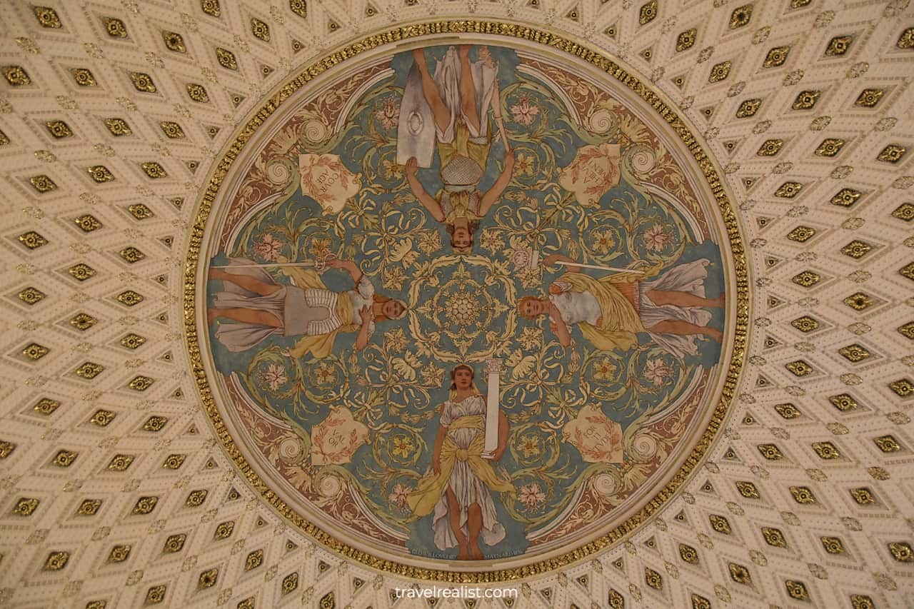 Ceiling painting in Library of Congress in Washington, D.C., United States