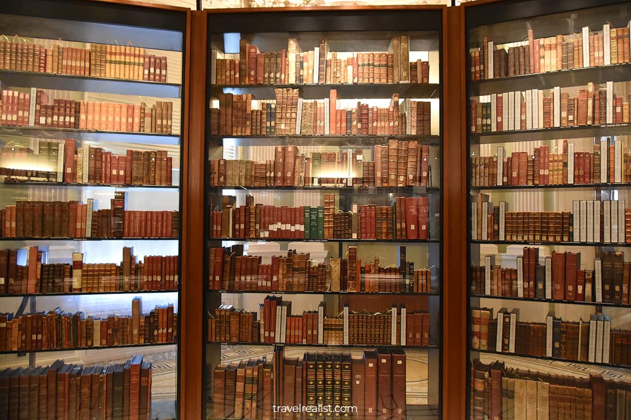 Books on display in Library of Congress in Washington, D.C., United States