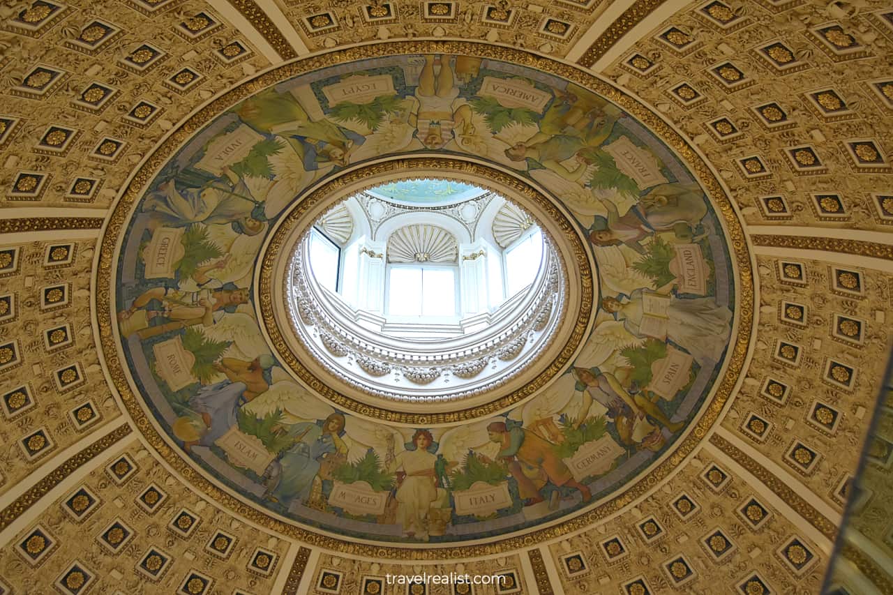 Dome of Main Reading Room in Library of Congress in Washington, D.C., United States