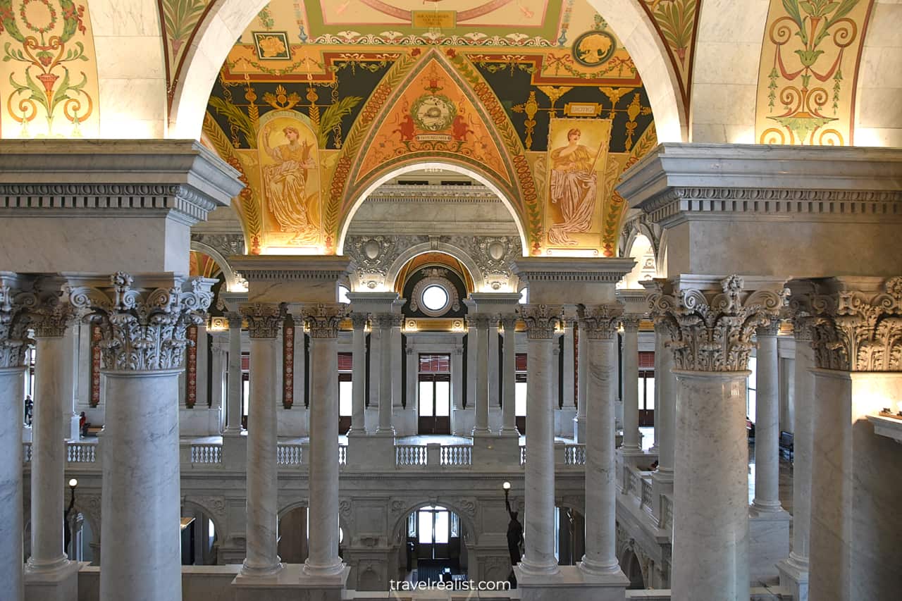 Columns and arches in Library of Congress in Washington, D.C., United States