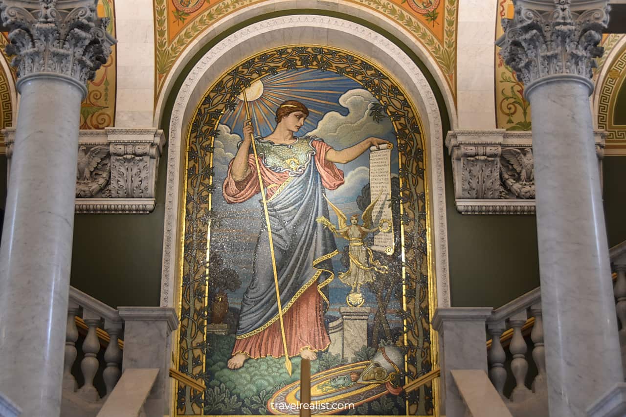 Minerva Mosaic in Thomas Jefferson Building in Washington, D.C., United States