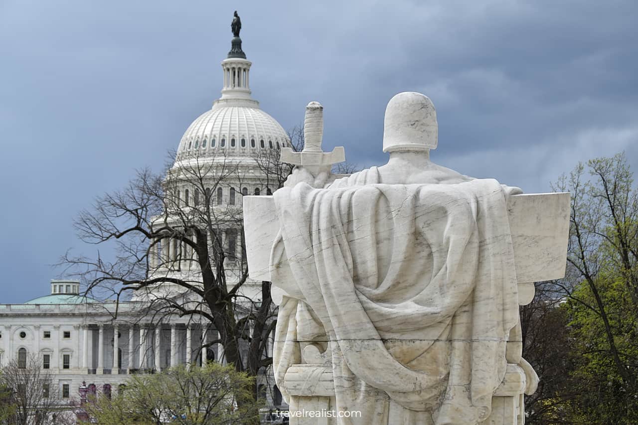 Statue overlooking United States Capitol in Washington, D.C., United States