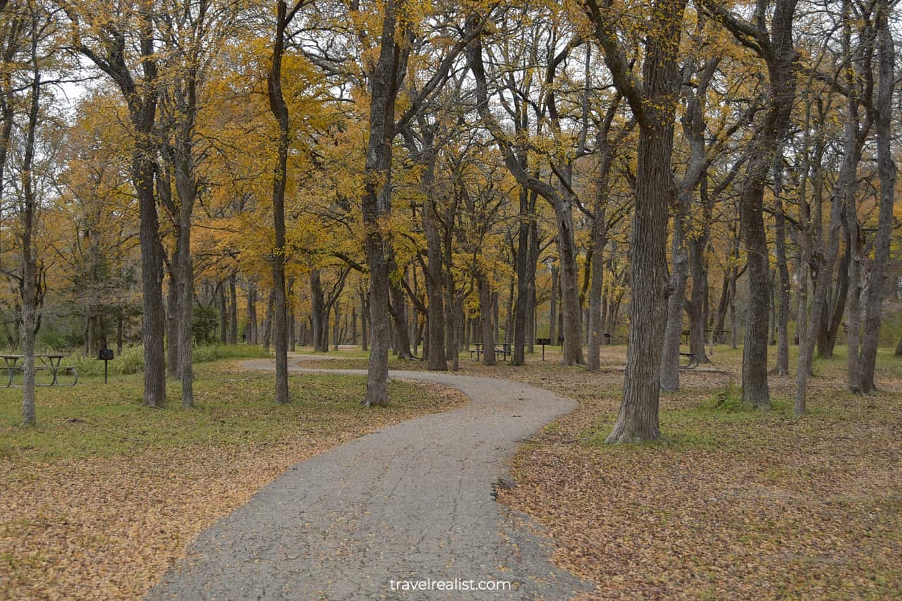 Paved Onion Creek Trail in McKinney Falls State Park in Austin, Texas, US