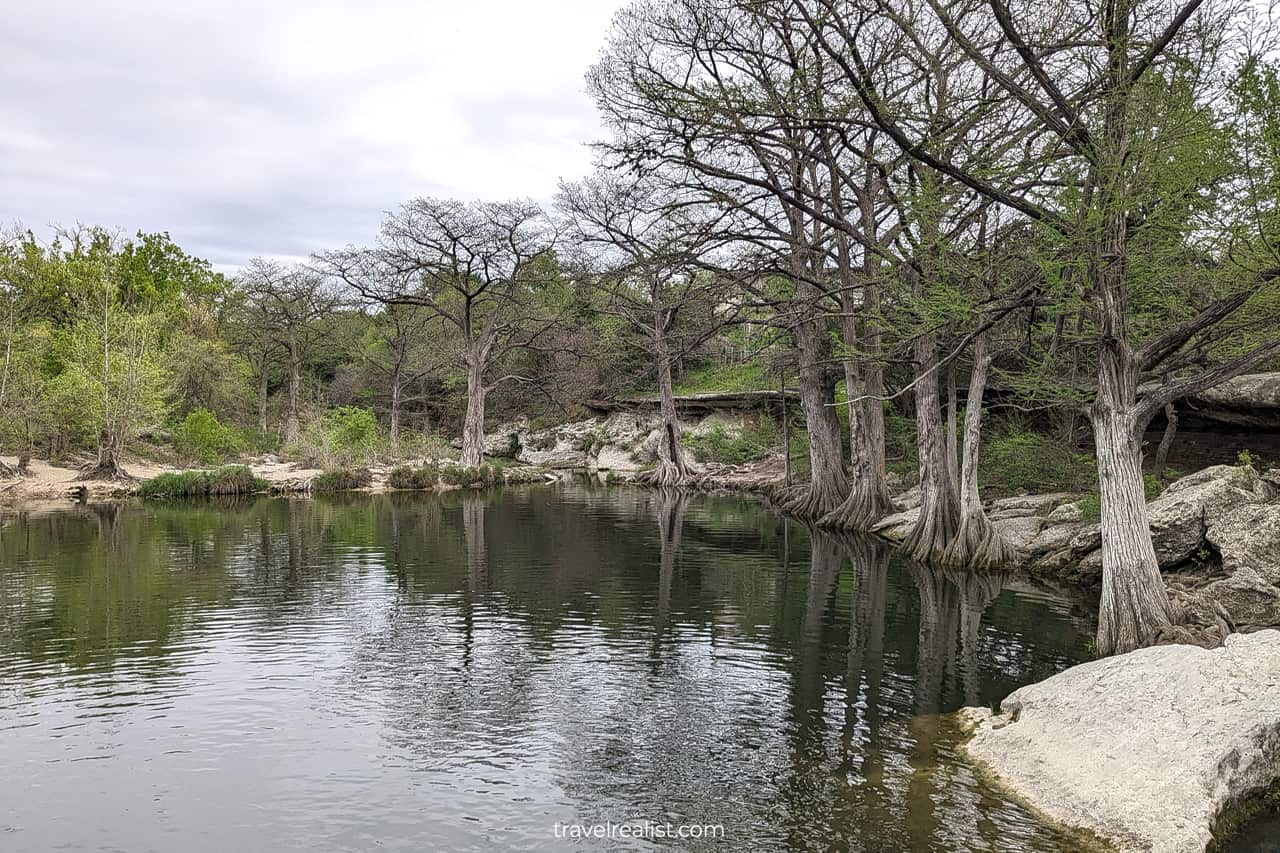 Onion creek pool near Upper Falls in McKinney Falls State Park in Austin, Texas, US