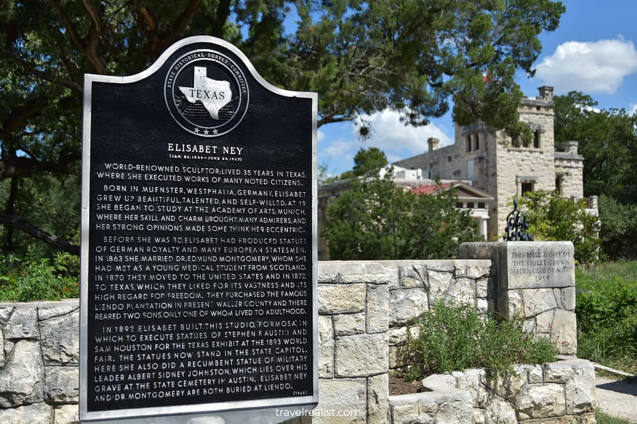 Historical Marker in front of Elisabet Ney Museum in Austin, Texas, US