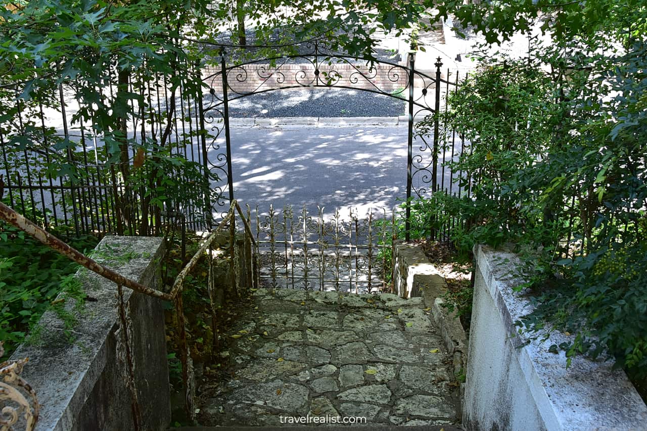 Ironwork gate in Flower Hill Urban Homestead museum in Austin, Texas, US