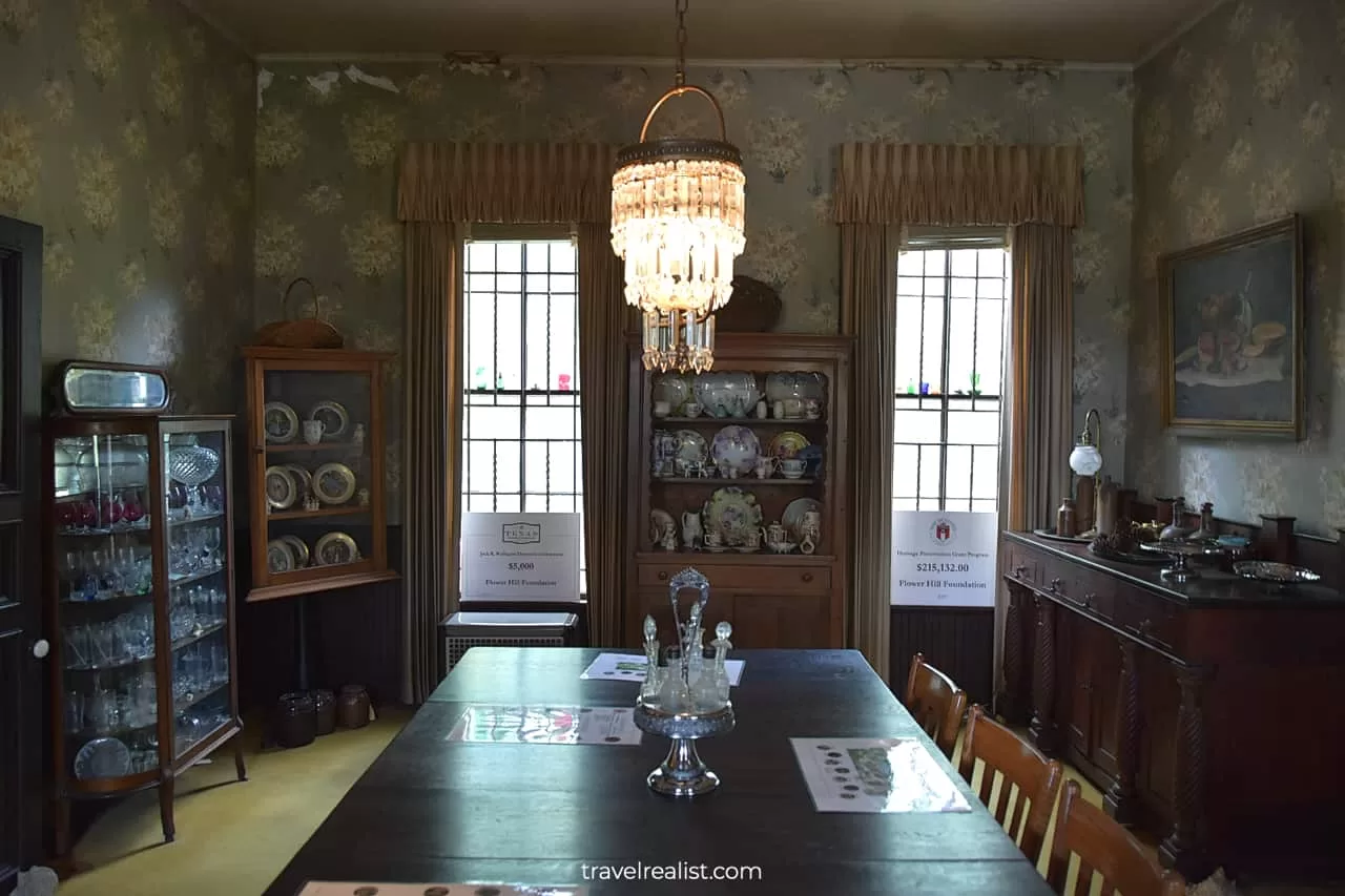 Dining Room in Flower Hill Urban Homestead museum in Austin, Texas, US