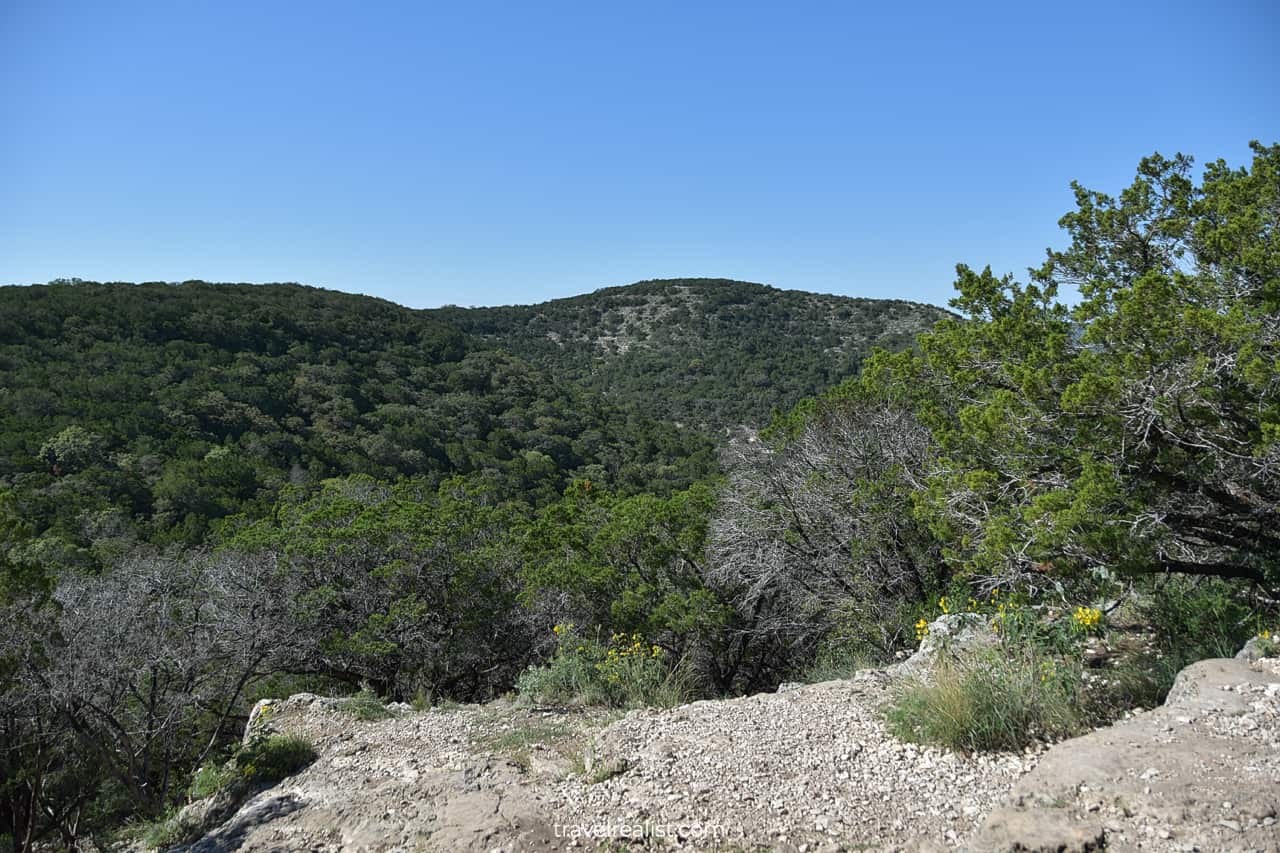 Hills, rocks, and trees in Garner State Park, Texas, US
