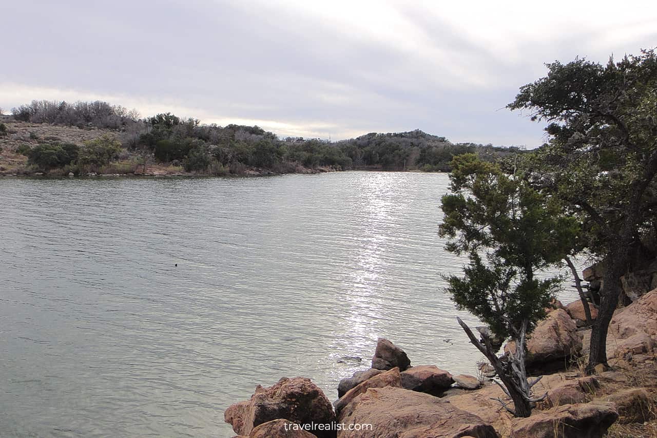 Lake views from Lower Fisherman's Trail in Inks Lake State Park, Texas, US