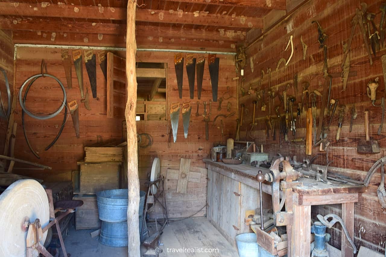 Tool shed at Sauer-Beckmann Living History Farm in Lyndon B. Johnson State Park & Historic Site, Texas, US
