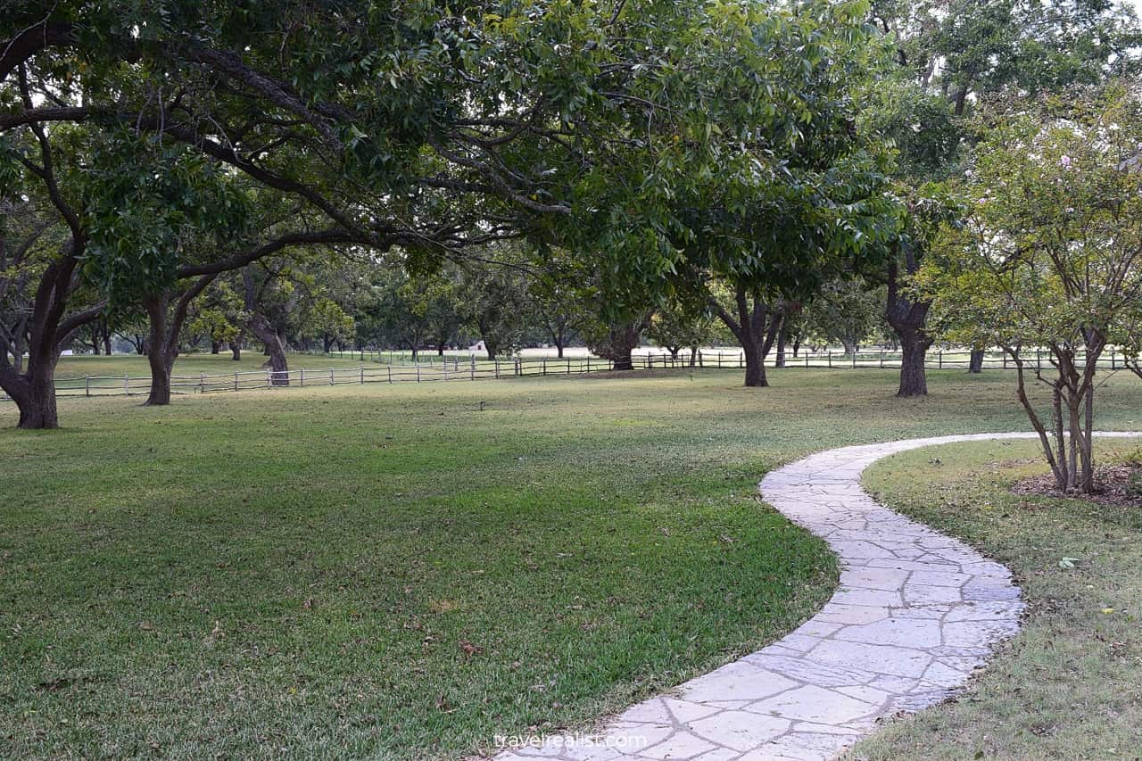 Path and lawn in Lyndon B. Johnson National Historical Park, Texas, US