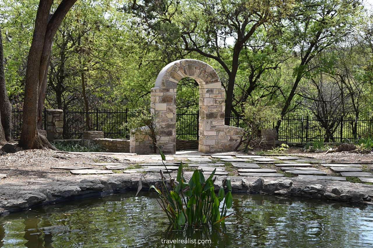 Stone arch in Mayfield Park and Nature Preserve in Austin, Texas, US