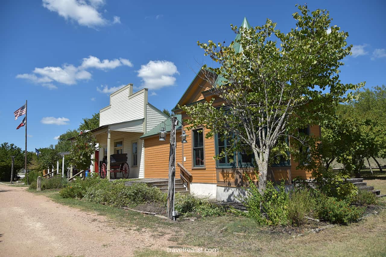 Wroe Storefront and Grove Apothecary in Jourdan-Bachman Pioneer Farms in Austin, Texas, US