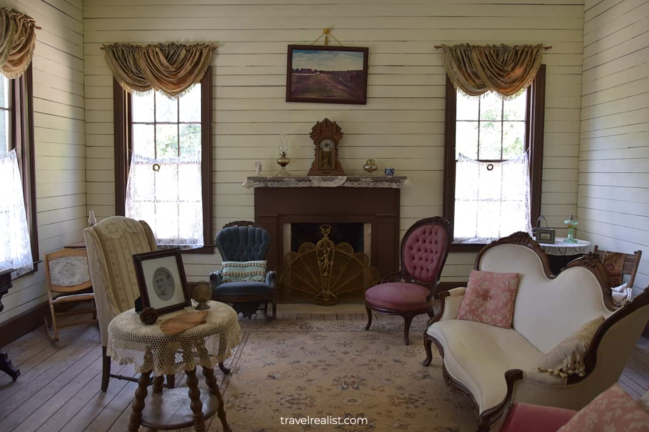 Ladies' Room in Bell House in Jourdan-Bachman Pioneer Farms in Austin, Texas, US