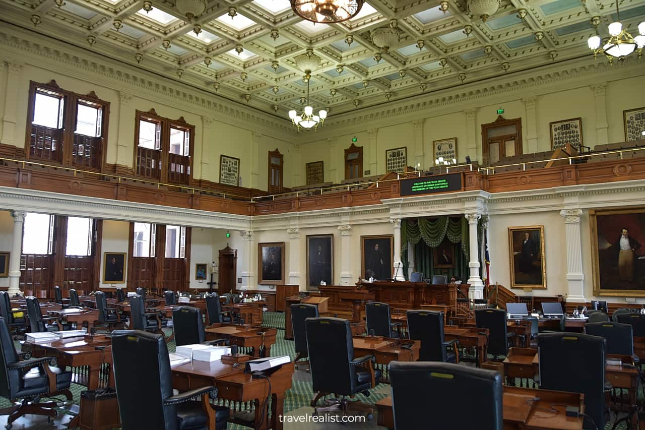 Texas Senate Chamber in Texas Capitol in Austin, Texas, US