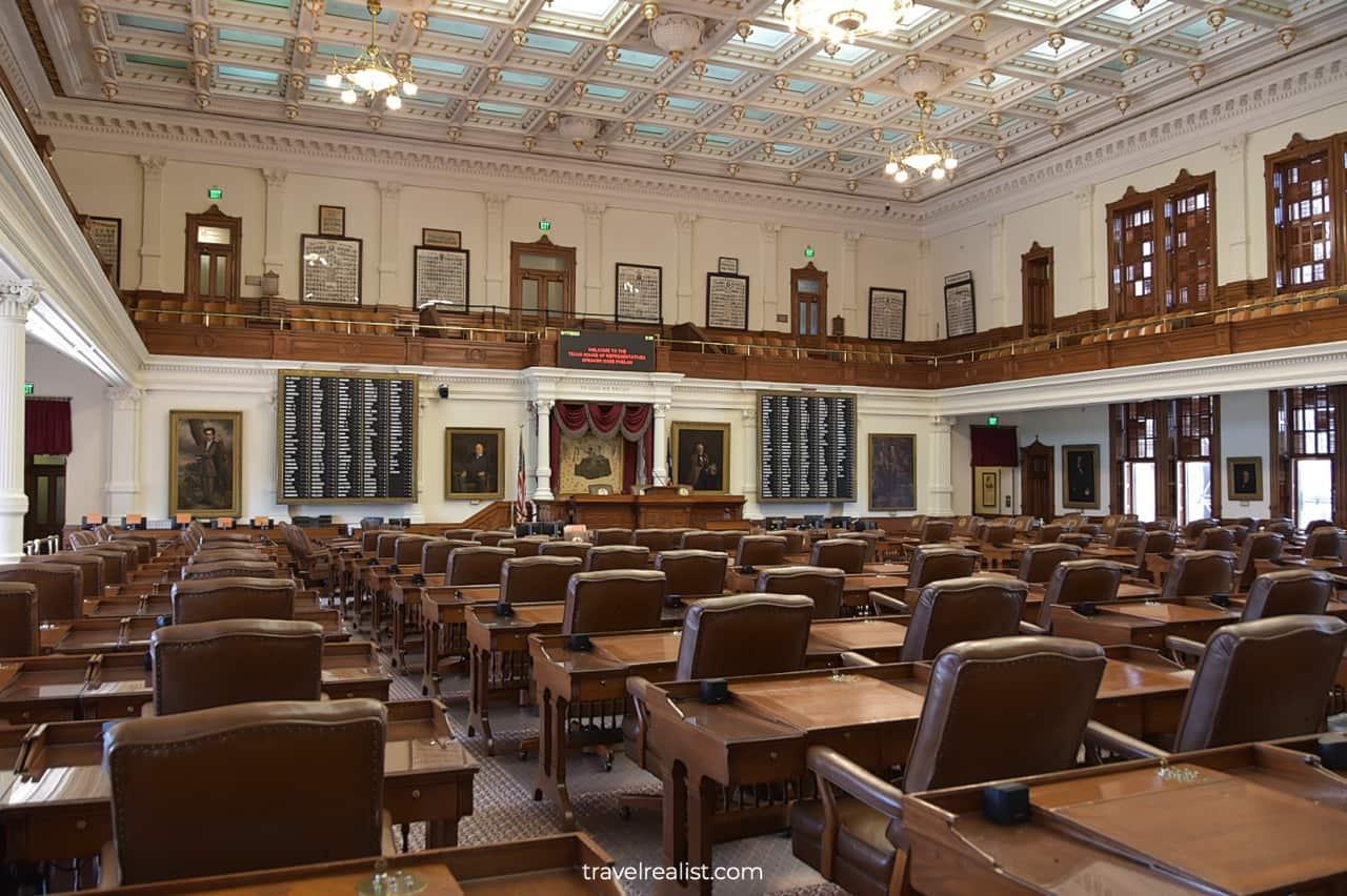 Texas House Chamber in Texas Capitol in Austin, Texas, US