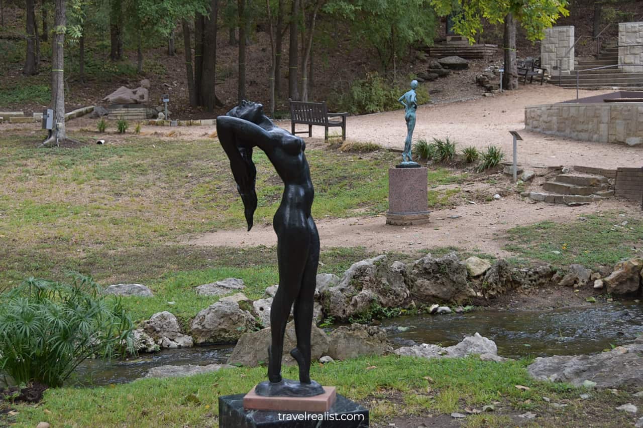 Ballerina, Standing Figure - Darlene, and Poetess sculpture in Umlauf Sculpture Garden & Museum in Austin, Texas