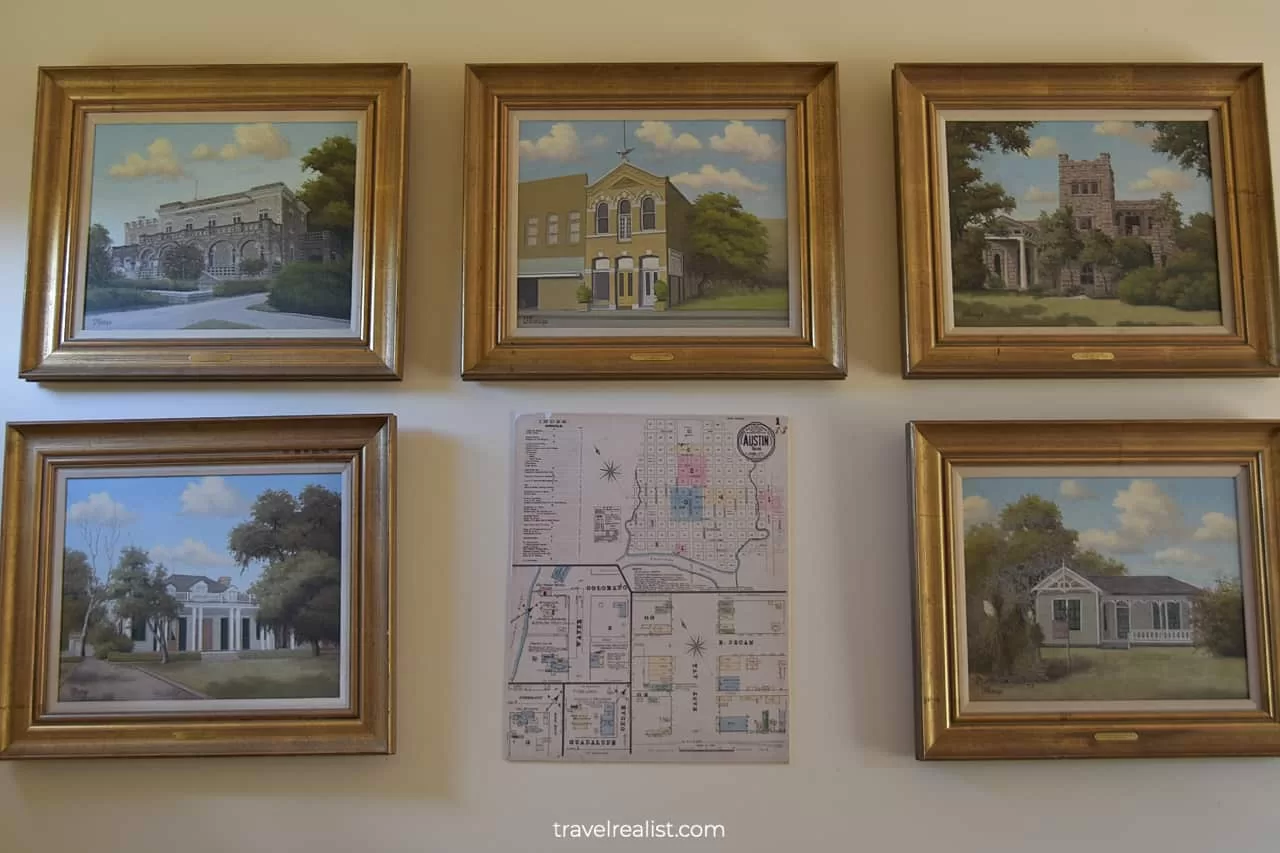 Paintings of Austin house museums in Pioneer Farms in Austin, TX, US