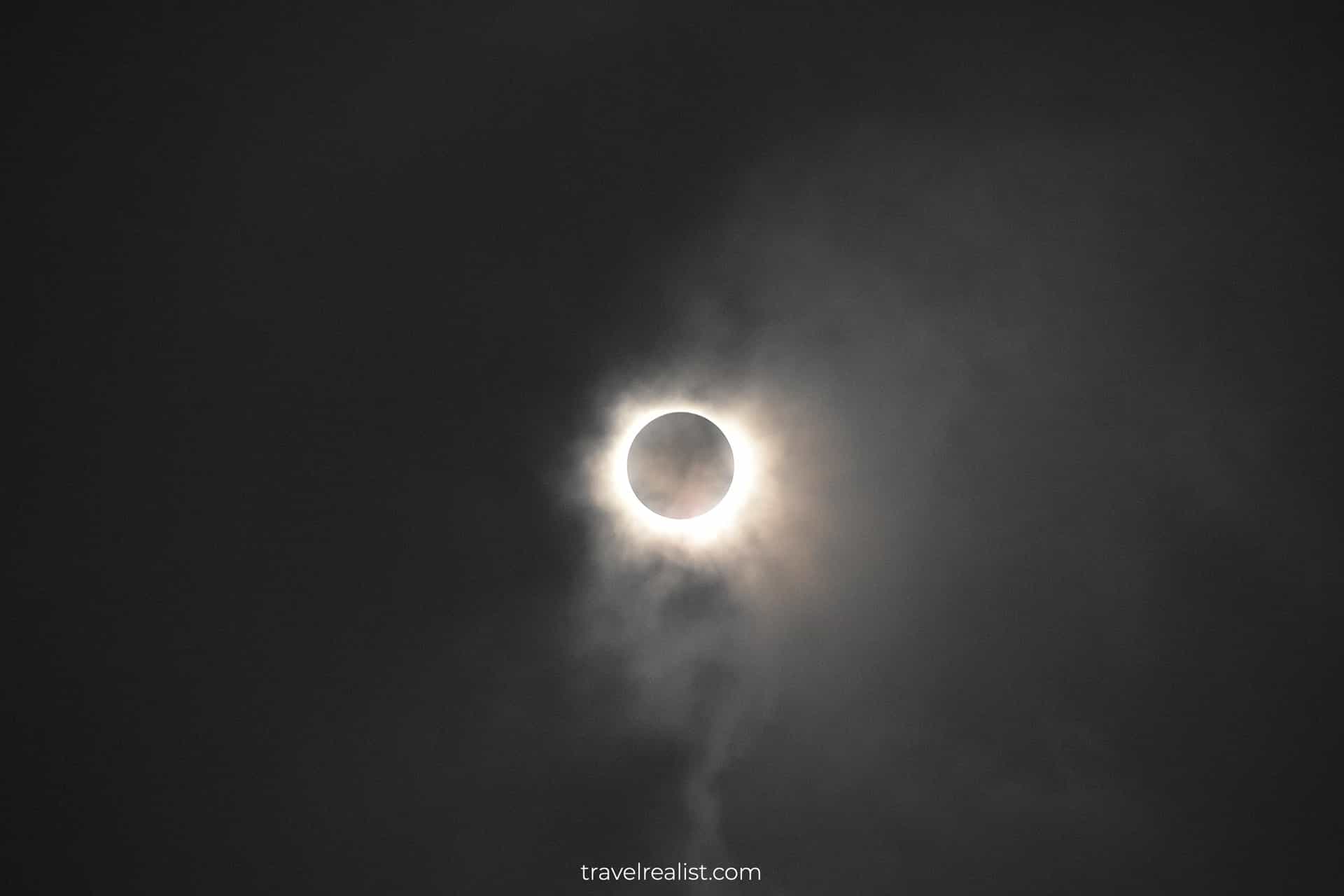 Sun's Corona during Total Solar Eclipse in Inks Lake State Park, Texas, US