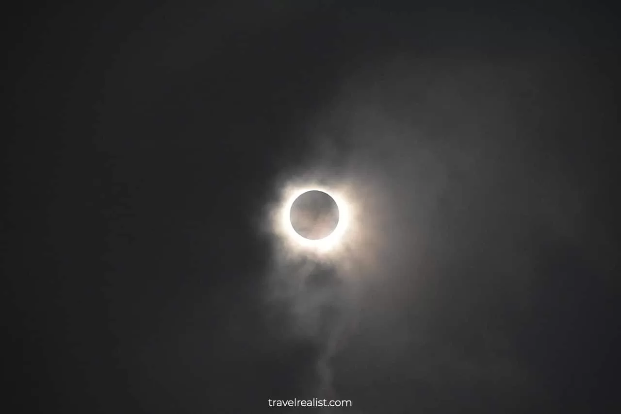 Sun's Corona during Total Solar Eclipse in Inks Lake State Park, Texas, US
