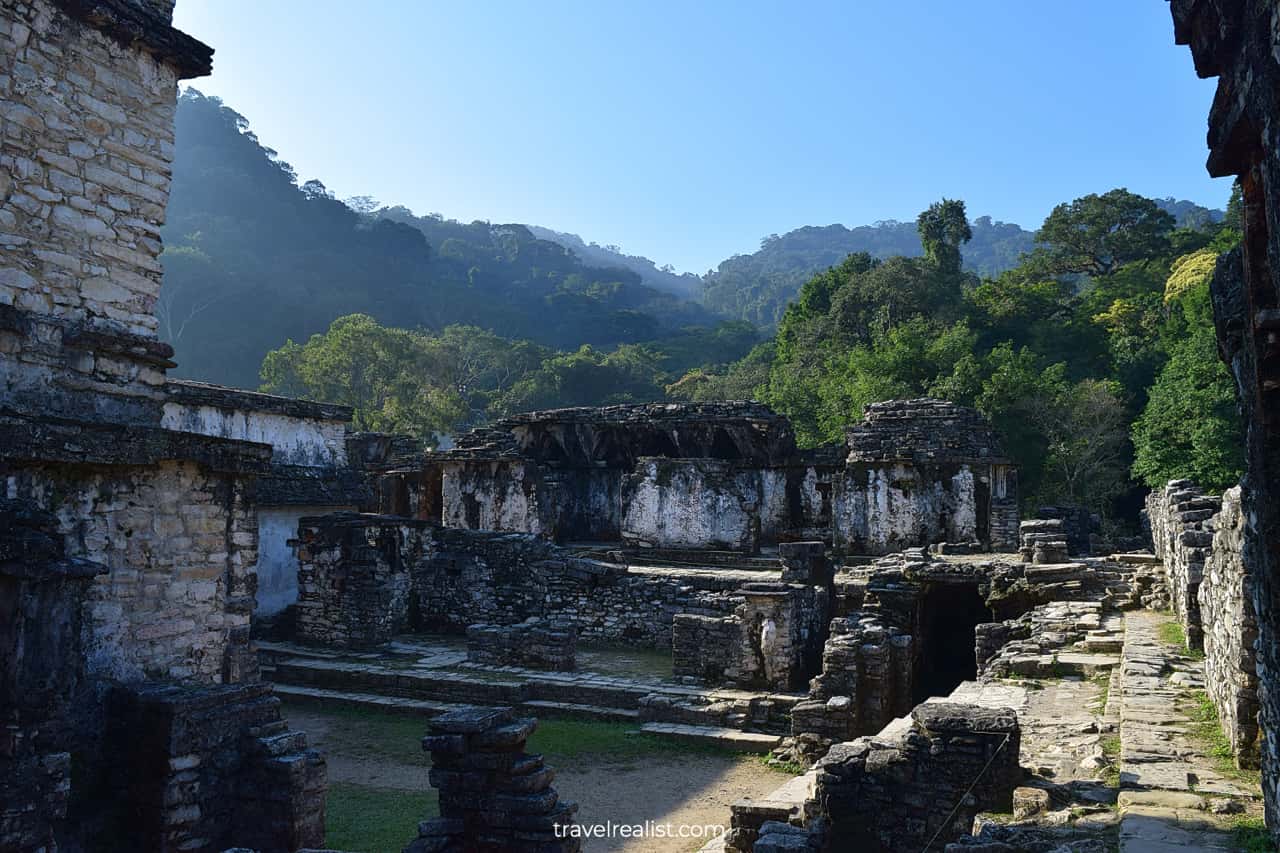 Rainforest view from Inner Court of Palace in Palenque, Mexico