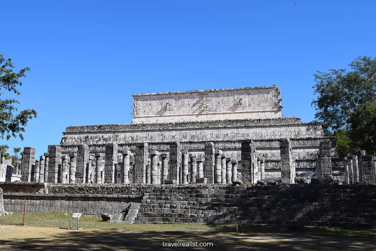 The Hall of the Thousand Columns Temple of the Warriors in Chichen Itza, Mexico