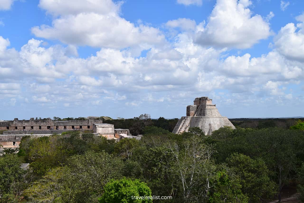 Uxmal panorama from Governor's Palace building in Mexico